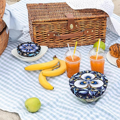 5 Pieces Bowl Covers Reusable, 5 Size Elastic Cloth Bowl Covers