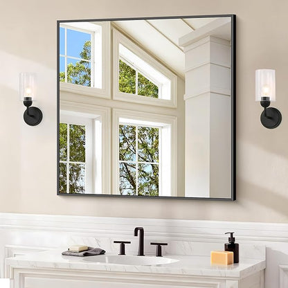Black Bathroom Mirror for Wall, 30x30 Inch Rectangle Mirrors