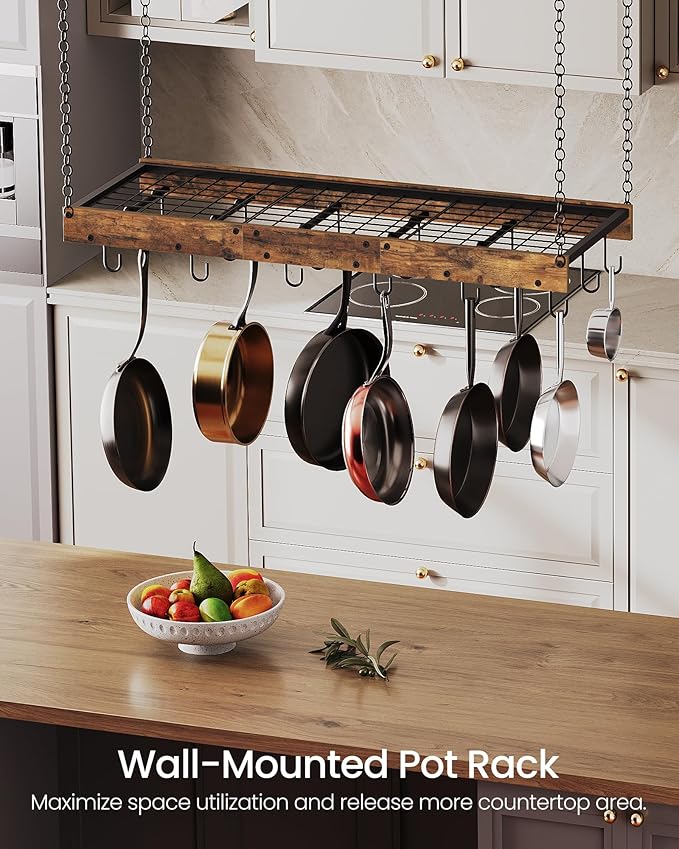 CHOEZON Hanging Pot Rack, Ceiling Wall Mounted Pot Rack