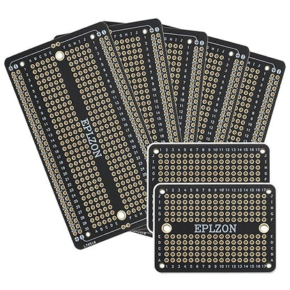 Solderable Breadboard PCB Board Gold-Plated Solder Breadboard for DIY Electronics Projects Apply to Arduino Soldering Projects 3.5"x2.05" (5 Pack + 2 Mini Board, Black)