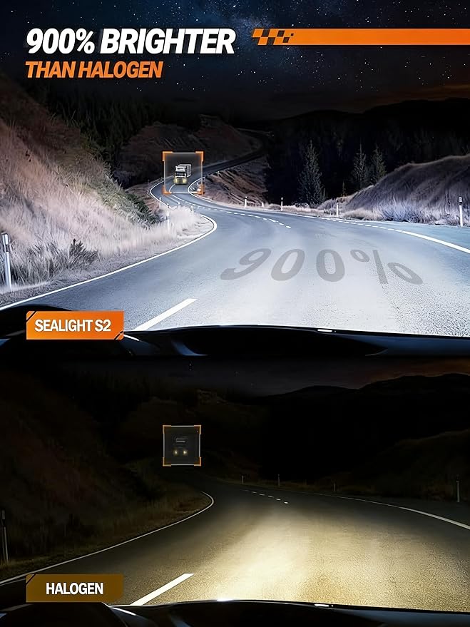 SEALIGHT H7 Fog Bulbs 60000LM S2 Series Wireless H7 Fog Lights, 6500K 1:1 Real Size Easy Installation, No Adapter Required, ATV Prioritized 10 Years Lifespan- Pack of 2