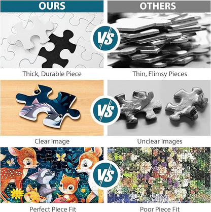 Puzzles for Kids Ages 4-8 - Cute Deer Party in Forest Night - 100 Piece Jigsaw Puzzles for Kids Ages 4-6 6-8 8-10 Year Old Children Puzzles for Boys and Girls Educational Learning Toys and Gifts