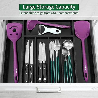 Utoplike Bamboo Silverware Drawer Organizer, Expandable Kitchen Utensils Drawer