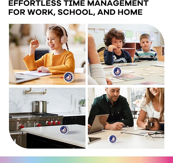 TWENTY5 SEVEN Countdown Timer 3 inch, Silent 60 Minute 1 Hour Visual Timer with Pause Function, Magnetic Classroom Teaching Tool Office Meeting, Countdown Clock for Kids Time Management, Blue Stars