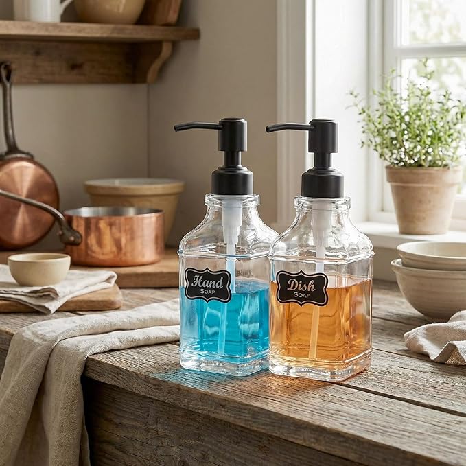 JASAI 2Pack Glass Soap Dispenser