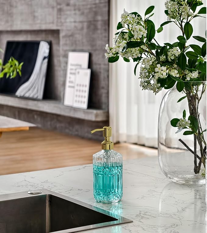 JASAI 18Oz Dazzling Clear Glass Soap Dispenser