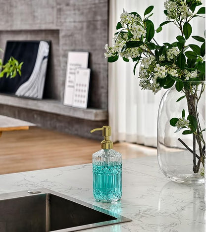 JASAI 18Oz Dazzling Clear Glass Soap Dispenser