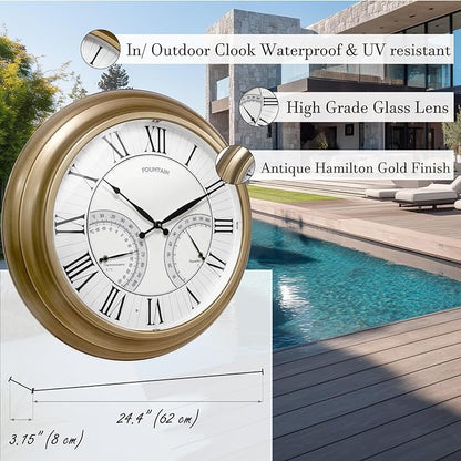 FOUNTAIN DESIGNS 24 Inch in/Outdoor Wall Clock