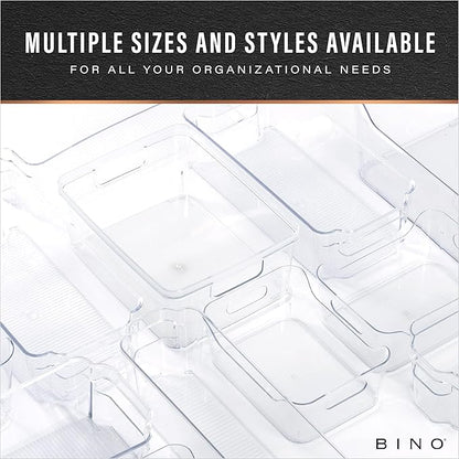 BINO | Plastic Organizer Bins, X-Small - 4 Pack | THE SOHO COLLECTION | Multi-Use Organizer Bins | Pantry & Freezer Bin | Plastic Storage Containers | Bin for Home & Kitchen Org