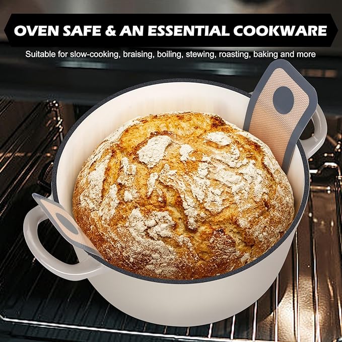 TeamFar 5Qt Dutch Oven, Enameled Cast Iron Dutch Oven
