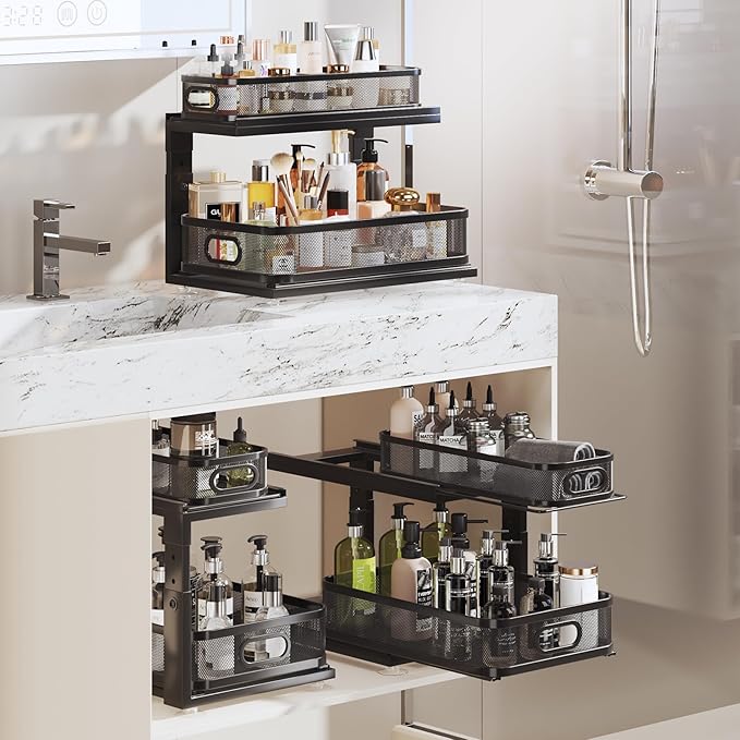 2 Pack 18.5IN-Depth Under Sink Organizer
