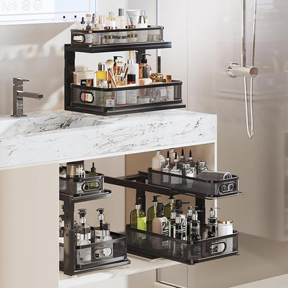2 Pack 18.5IN-Depth Under Sink Organizer