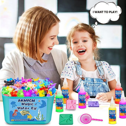 Magic Water Elf Toy Kit for Kids - Aqua Fairy Water Gel Kit - 20 Colors*60ml Squishy Maker Set - 18 Shape Molds - Arts & Crafts Water Elf Creation kit - Children's DIY Marine Life (20 Colors)