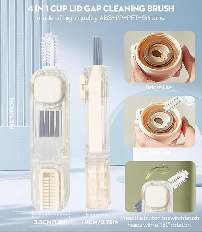 VIDONIO 4 in 1 Cup Lid Gap Cleaning Brush, Mutipurpose Tiny Silicone Cup Holder