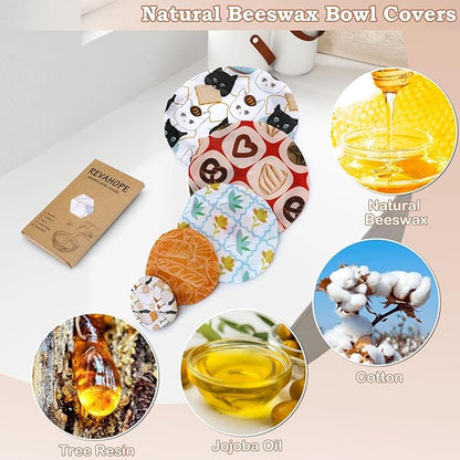 5-Size Reusable Beeswax Bowl Covers