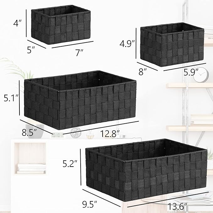 Posprica Woven Storage Baskets for Organizing 6 Pack, Large&Small Storage Cube