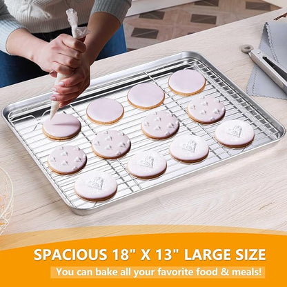 Homikit Baking Half Sheet with Rack, Metal Bacon Tray with Wire Cooling Rack