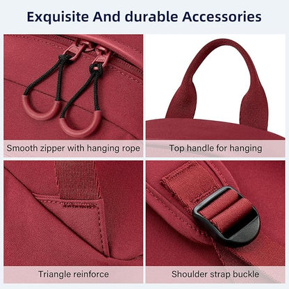 Carry On Travel Backpack For Men Women, 13 Inch Small Mini Work Bag Personal Item Backpacks, Camping Back Pack Lightweight Hiking Daypack For Office Nurse Commuter (Burgundy)