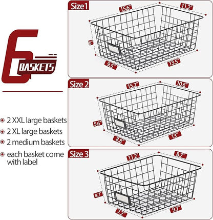6 Pack Wire Baskets for Pantry Organization and Storage, Kitchen Organizer