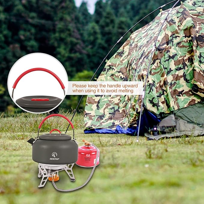 REDCAMP 0.8L Mini Outdoor Camping Kettle, Aluminum Water Pot with Carrying Bag, Compact Lightweight Tea Kettle