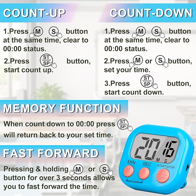 ZILLEEN Classroom Timer for Kids Teachers 6 Pack Digital Timers
