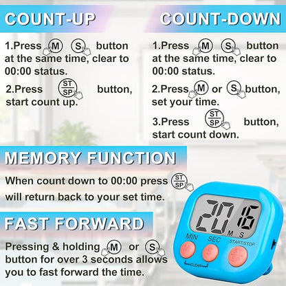 ZILLEEN Classroom Timer for Kids Teachers 6 Pack Digital Timers