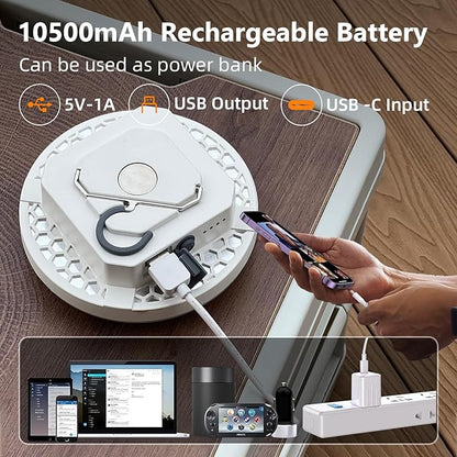 Camping Lantern 10500mAh Rechargeable Battery, 30W Ultra Bright LED Hanging Light with 3 Modes, Waterproof Portable Tent Lighting for Outdoor Emergency & Hiking
