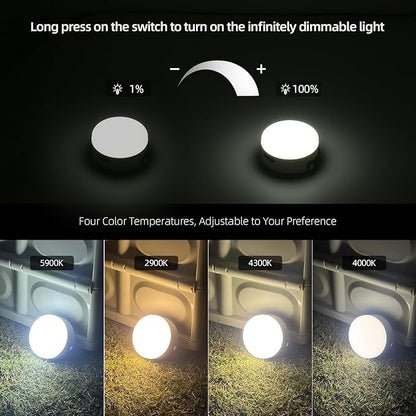 Hanging Camping Tent Light with Stepless Dimming & Magnetic Base, USB-C Rechargeable LED Lantern for Outdoor Glamping, Emergencies, Indoor Outages (Portable,Waterproof)