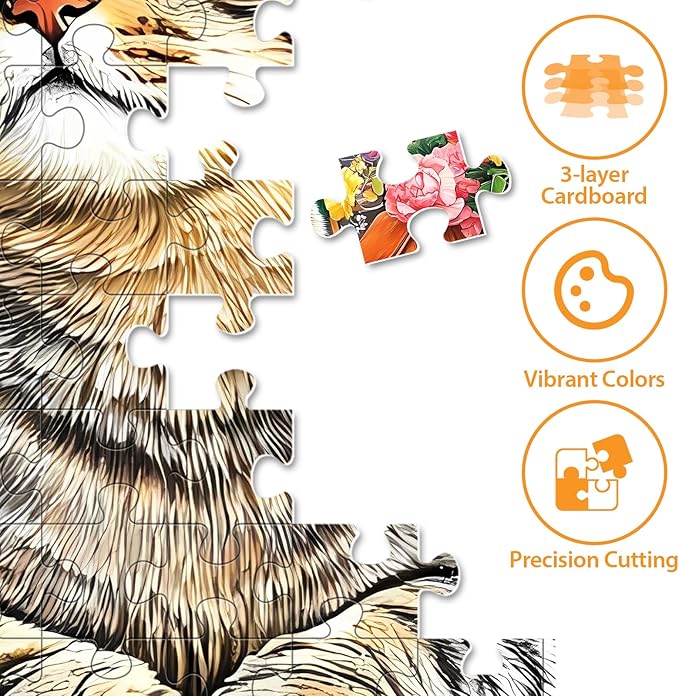 Puzzles for Adults 500 Pieces,Cute Cats Puzzle for Adults,Flower & Kittens Jigsaw Puzzles,Recyclable Cardboard Puzzles for Seniors Kids Teen,Puzzle for Family Game Nights, 20.5x15 in