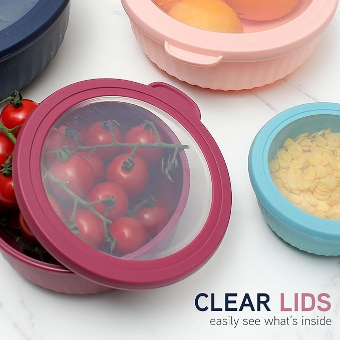 COOK WITH COLOR Prep Bowls with Lids- Wide and Deep Nesting Plastic Small