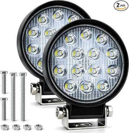 Zmoon 4.5'' 84W Round LED Offroad Flood Lights, Waterproof 12V/24V Round LED Light Bar for Truck Tractor ATV UTV SUV Motorcycle Off Road Fog Driving Lights 2Pack