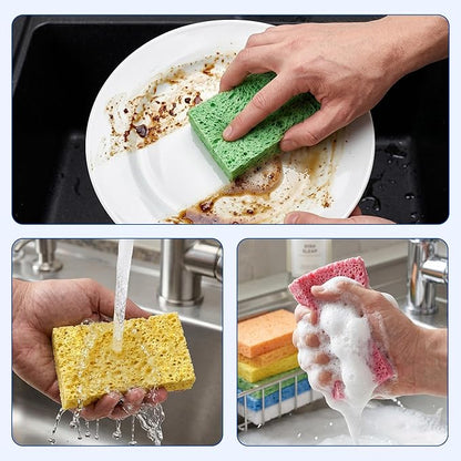 ARCLIBER Cellulose Sponges, Heavy Duty Scrub Kitchen Sponge No Scratching