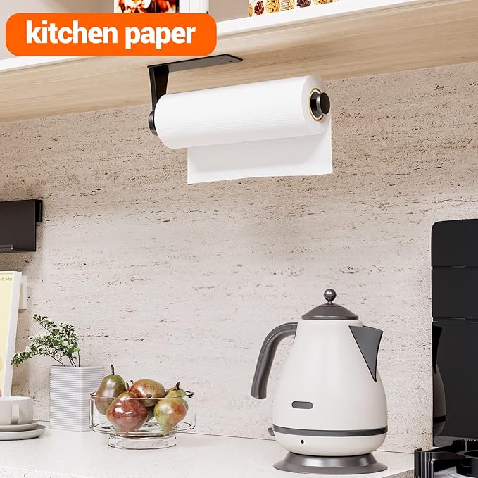 Paper Towel Holder Under Cabinet, Single Hand Operable Wall Mount