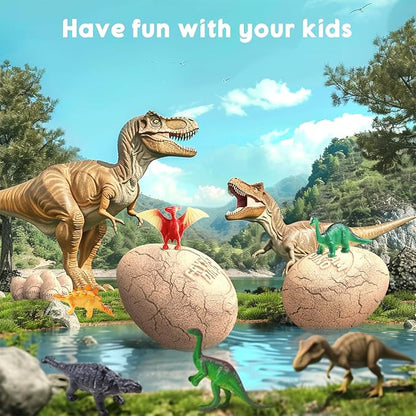 Dinosaur Eggs Dig Kit - Dinosaur Toys for Kids - Break Open 12 Easter Dino Eggs with 12 Surprise Dinosaurs Inside - Science STEM Birthday Class Activity Party Gifts for Boys Girls