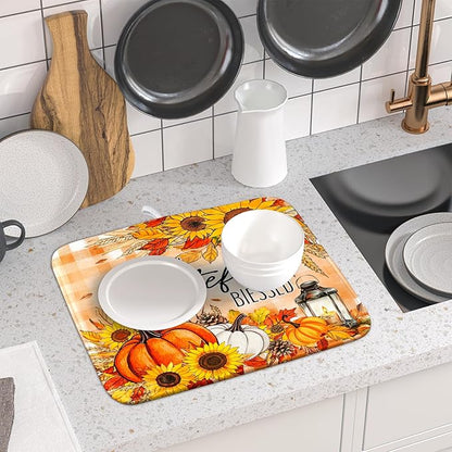 Giwawa Autumn Pumpkins Dish Drying Mat