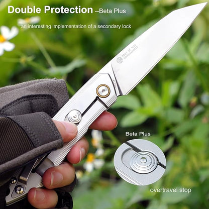 Ruike P831 Folding Tactical Knife with Clip Survival Pocket Knife Tactical EDC Tool Liner Lock 14C28N Steel Camping Knives 3.35inch Small Utility Knife Men Women Blet plus small Multi tool Key