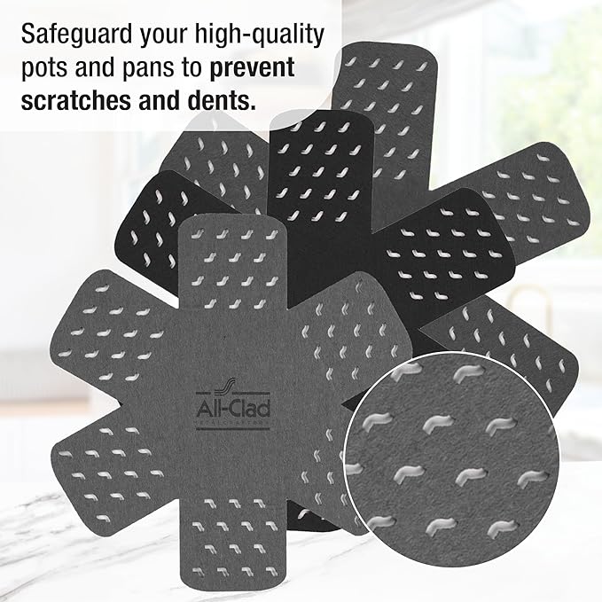 All-Clad Pot Protectors & Silicone Grip Set: Pot and Pan Protectors for Kitchen Organization, 100% Silicone Heat Resistant Grip Set, 8-Piece