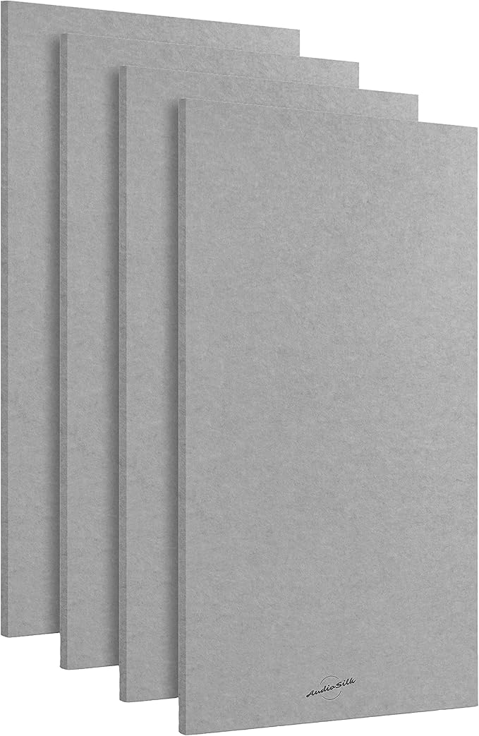 AudioSilk Acoustic Panels, 4 Pack ROOM KIT, Mid Grey
