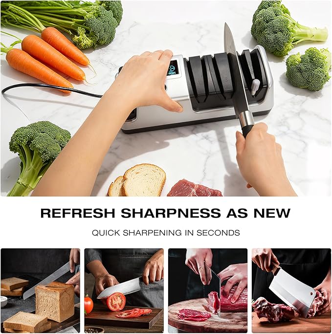 Silver Professional 3-Stage Electric Knife Sharpener