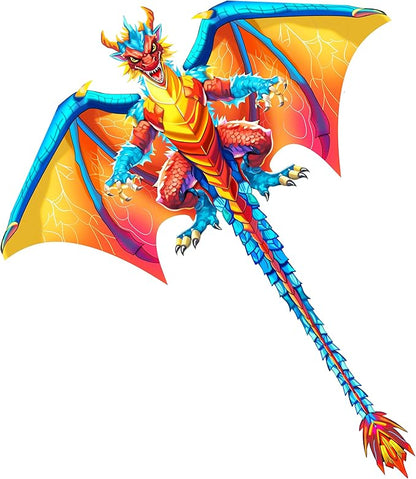 HONBO Large Delta Kite for Kids & Adults,Extremely Easy to Fly Kite for Beach Trip,String Line Included,with Colorful Tail,Perfect for Beginners
