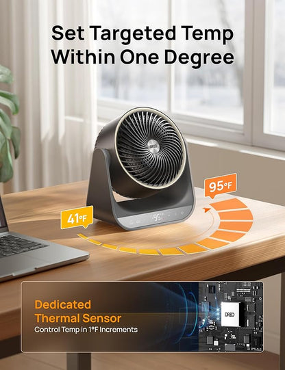 DREO 60° Vertical & 90° Horizontal 3D Oscillating Heating, 12 ft/s Long-Range