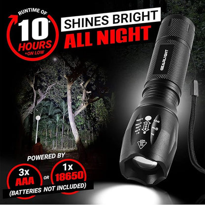 GearLight LED Flashlights - Mini Camping Flashlights with High Lumens, 5 Modes, Zoomable Beam - Bright and Versatile Flash Light for Outdoor and Home Use - S1000-2 Pack, (Batteries Not Included)