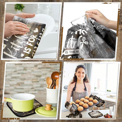 Fourluoo 10 Pcs Farmhouse Kitchen Decor and Accessories Set 4 Kitchen Towels 2