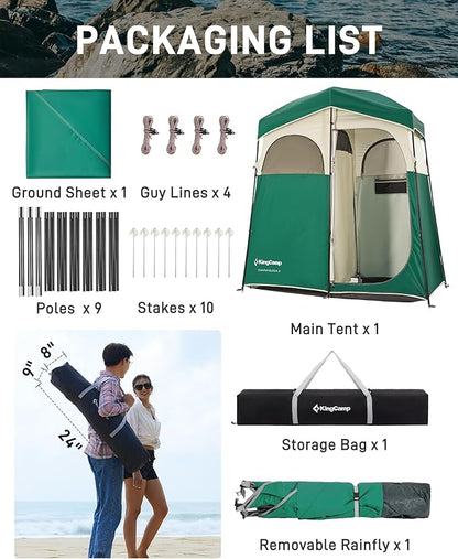 KingCamp Shower Tent, Portable Privacy Tent Outdoor Camping 1/2 Room Toilet Tents with Shower Bag & Dressing Room for Beach, Camping & Hiking