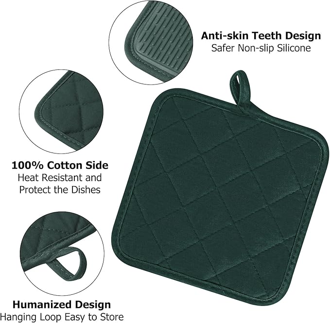 Oven Mitts and Pot Holders Set, Heat Resistant Silicone Kitchen Mini Oven