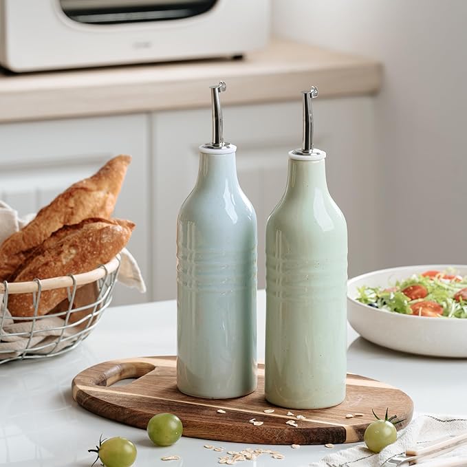 famiware Jupiter 16oz Ceramic Olive Oil Dispenser Bottle, Olive Oil and Vinegar