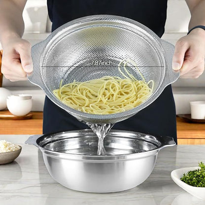 Stainless Steel Colander for Kitchen, 2.5QT Rice Washer Strainer