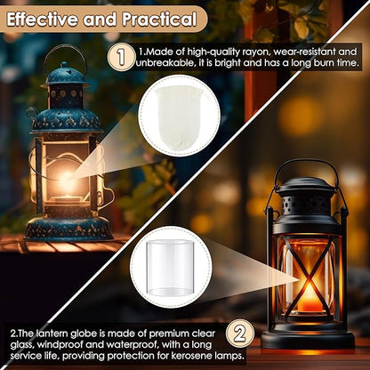 11 Pcs Propane Lantern Mantles with Glass Replacement Globe, Standard Lantern Replacement Parts U Shape & Mantles, Camp Lamp Mantle Compatible with Coleman Fuel Lamp for Outdoor Camping