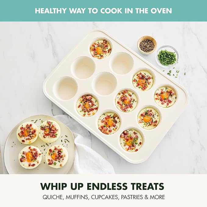 GreenPan Bakewell 12-Cup Muffin Pan, Healthy Ceramic Nonstick Bakeware