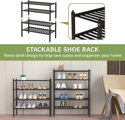 ROMGUAR CRAFT 4 Tier Bamboo Shoe Rack